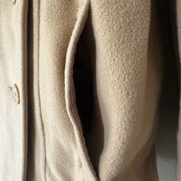 Anne Klein Camel Peacoat with Double Breasted Button Closure and Double Pockets - Picture 4 of 7